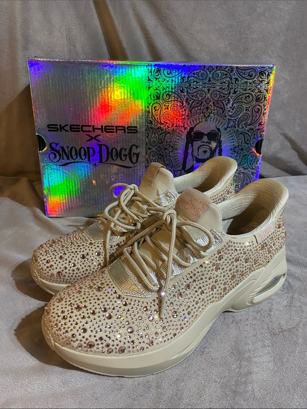 Skechers Snoop Dogg M-uno Womens Fashion Sneakers in Natural 🆕